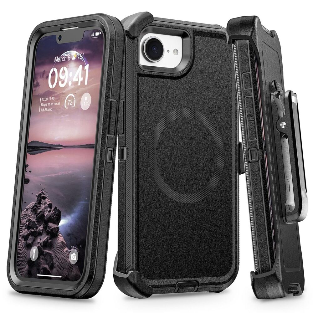 Magnetic Case For IPhone 16e/17e With Belt Clip - Black, 20G-205PH016